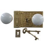 rectangular solid brass ornate rim lock victorian style
