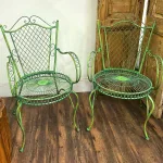 verona cottage style garden chair set with chippy green painted finish