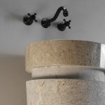 mid century modern marble stone cone pedestal sink