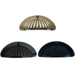 ribbed sea shell bin pull in brass