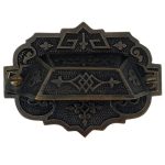 victorian style bin pull with back plate in brass