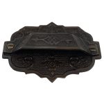 victorian style bin pull with back plate in brass