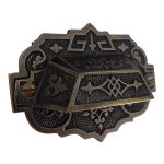 victorian style bin pull with back plate in brass