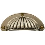 ribbed sea shell bin pull in brass