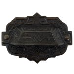 victorian style bin pull with back plate in brass