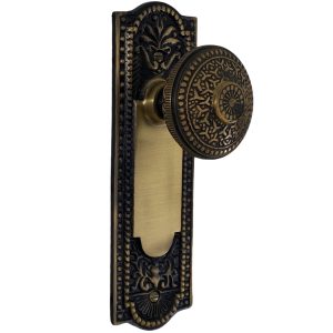 the orlean dummy set in highlighted bronze select door knobs
