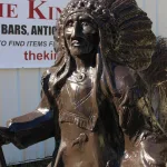 6 ft bronze native american indian chief statue with spear and headdress