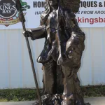 6 ft bronze native american indian chief statue with spear and headdress