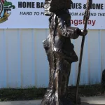 6 ft bronze native american indian chief statue with spear and headdress