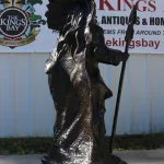 6 ft bronze native american indian chief statue with spear and headdress