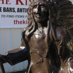 6 ft bronze native american indian chief statue with spear and headdress