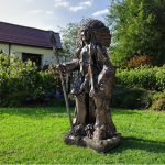 6 ft bronze native american indian chief statue with spear and headdress