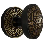 rice round rosette passage set in highlighted bronze select door knobs