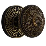 rice round rosette dummy set in highlighted bronze select door knobs