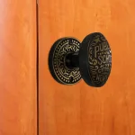 rice round rosette passage set in highlighted bronze select door knobs