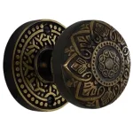 rice round rosette passage set in highlighted bronze select door knobs