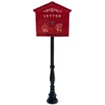 english cr iii post office letter box in red cast iron wall mount or standing