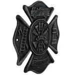 fireman maltese cross crest wall plaque sign cast iron antique replica