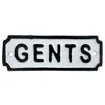 gents old fashioned restroom sign in cast iron 6.5 inches