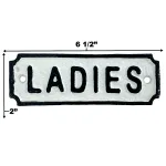 ladies old fashioned restroom sign in cast iron 6.5 inches
