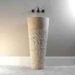 marble pedestal sink in ribbed cone design