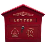 english cr iii post office letter box in red cast iron wall mount or standing