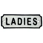 ladies old fashioned restroom sign in cast iron 6.5 inches