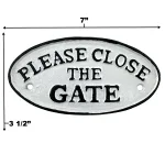 please close the gate old fashioned style cast iron sign 7 inches