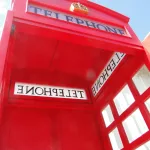 british red telephone phone box booth wood old replica english london
