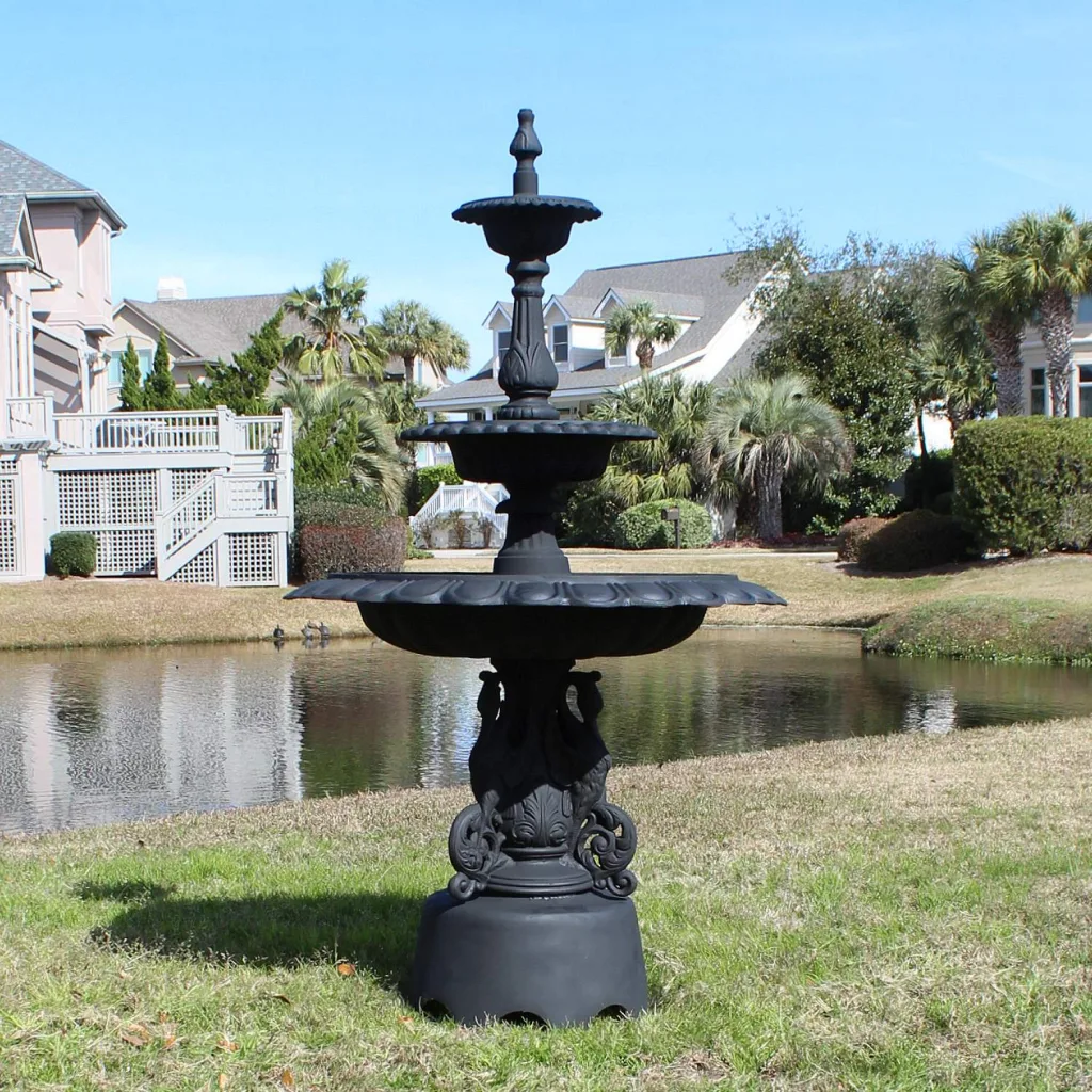 three tier swan fountain the russett garden adornment 77 inches tall
