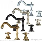 victoriana cross handle faucet with 8 inch centers antique brass