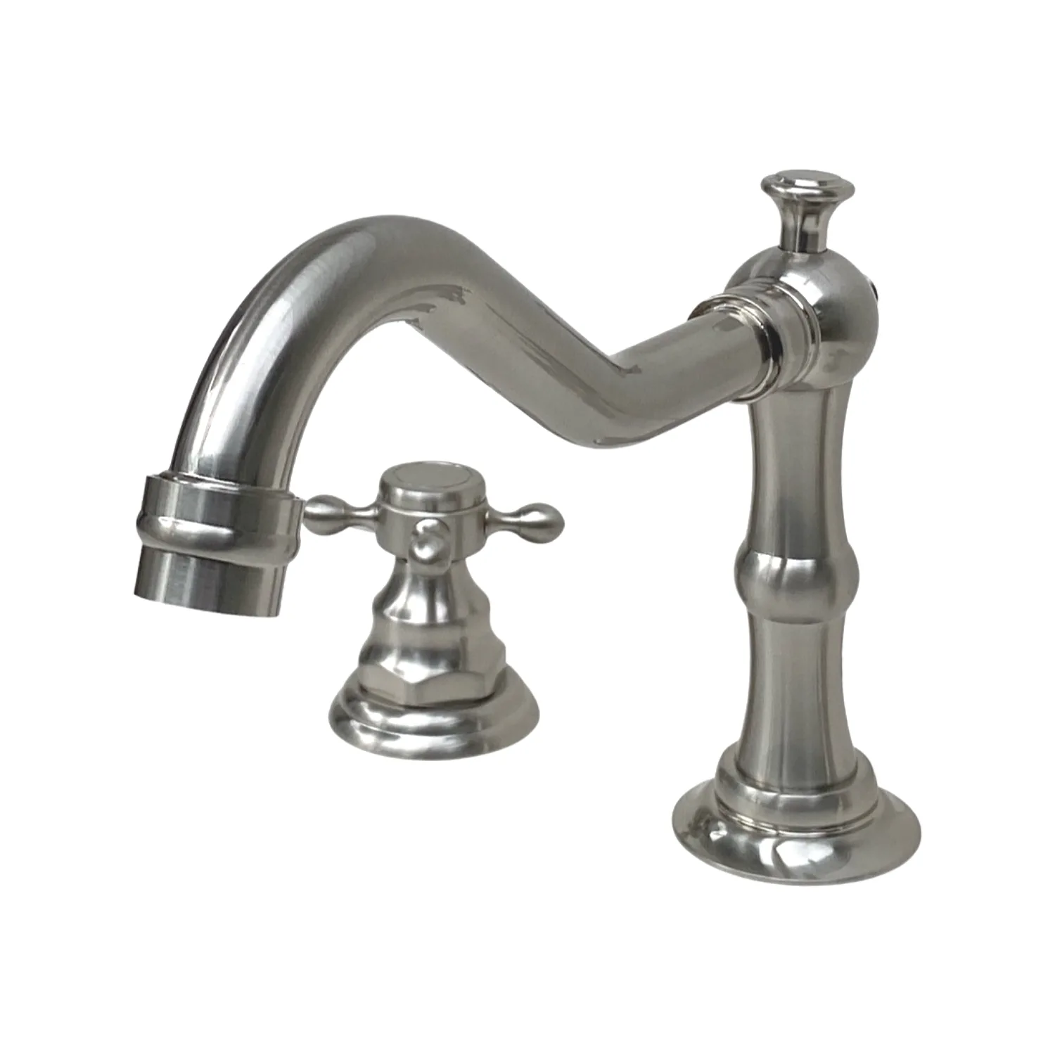 victoriana cross handle faucet with 8 inch centers satin nickel