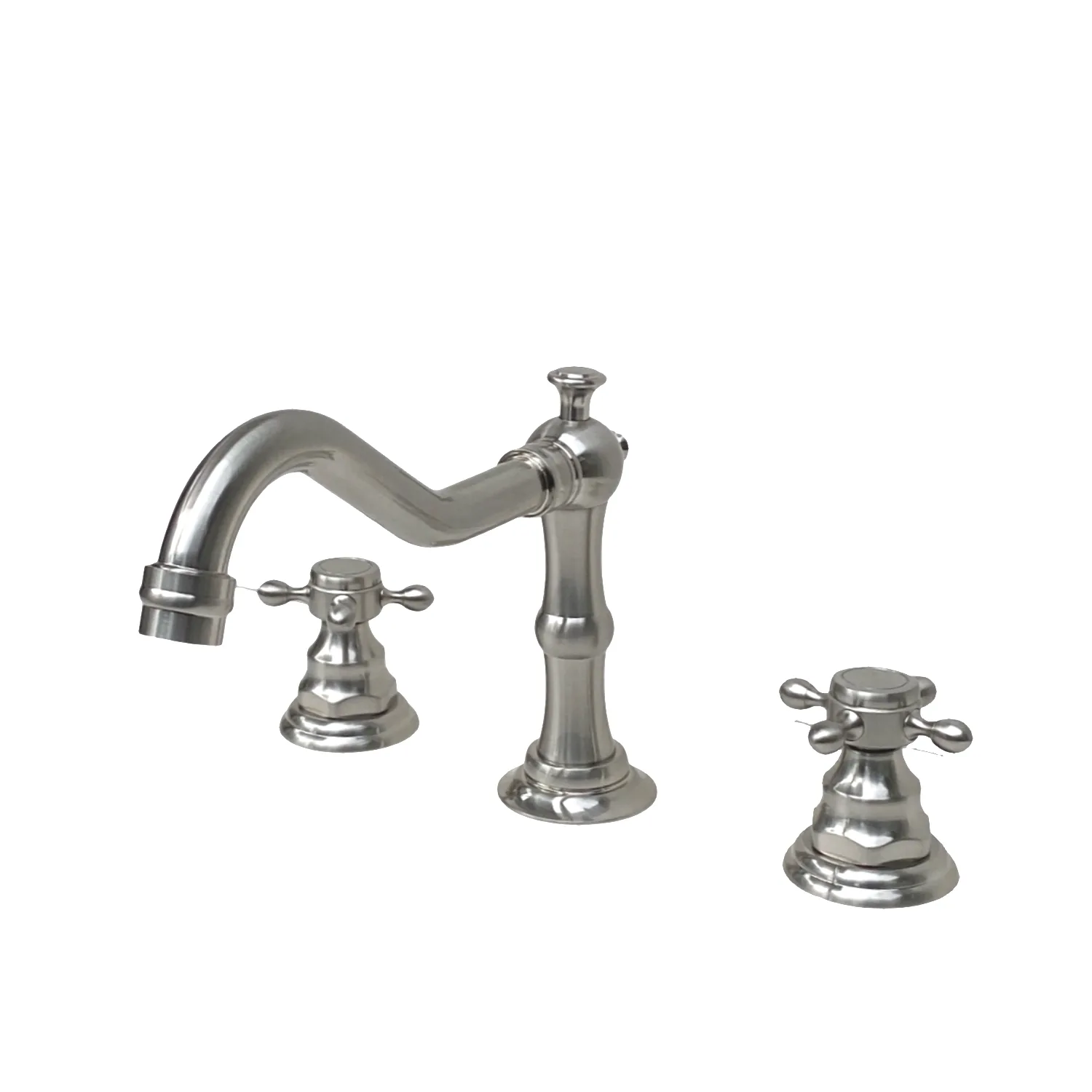 victoriana cross handle faucet with 8 inch centers satin nickel
