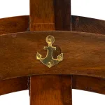 nautical maritime wooden ship's wheel with brass anchor accents 24 inches