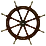 nautical maritime wooden ship's wheel with brass anchor accents 36 inches