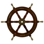 nautical maritime wooden ship's wheel with brass anchor accents 24 inches