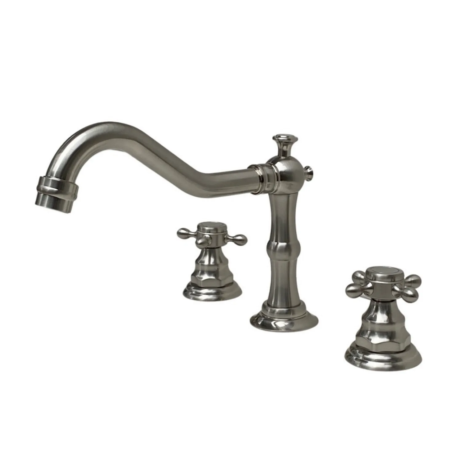 victoriana cross handle faucet with 8 inch centers satin nickel