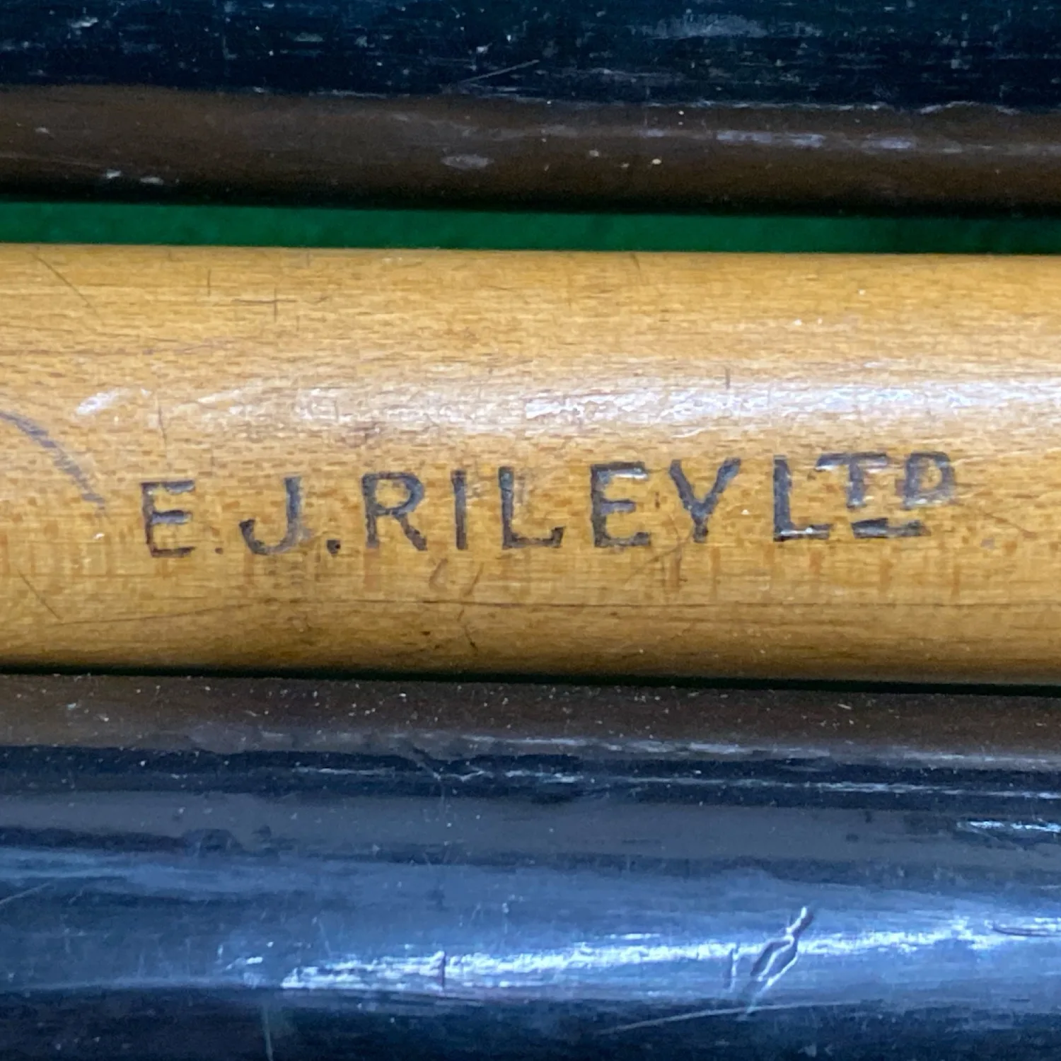 vintage snooker table with balls and cues ej riley limited accrington 64 inches