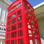 british red telephone phone box booth wood old replica english london