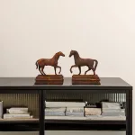 pair cast iron equestrian horse bookends old finish