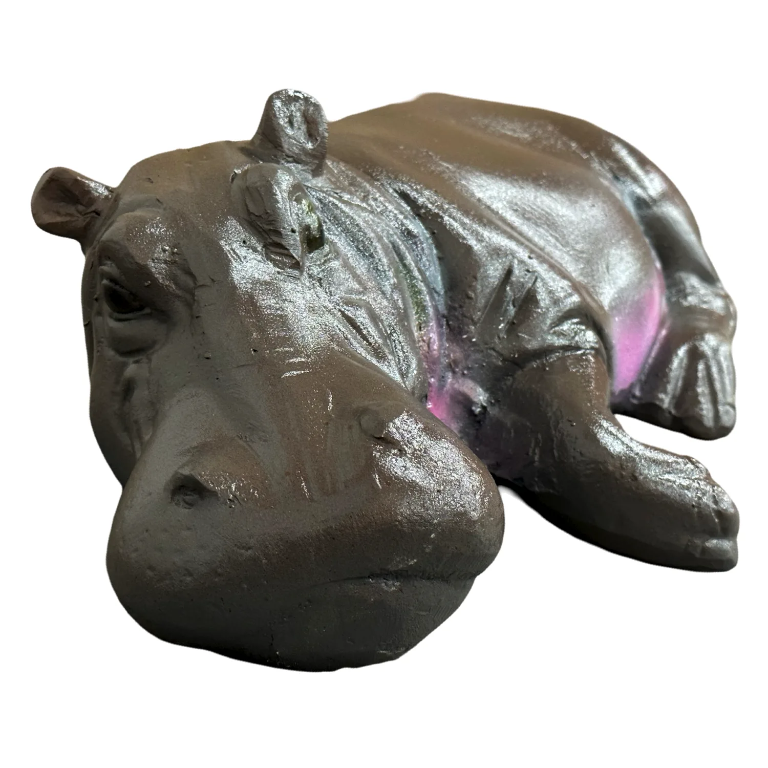 baby hippo wall sculpture hanging cast aluminum moo deng hippopotamus