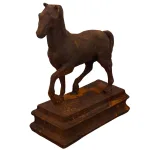 pair cast iron equestrian horse bookends old finish