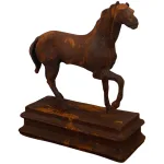 pair cast iron equestrian horse bookends old finish