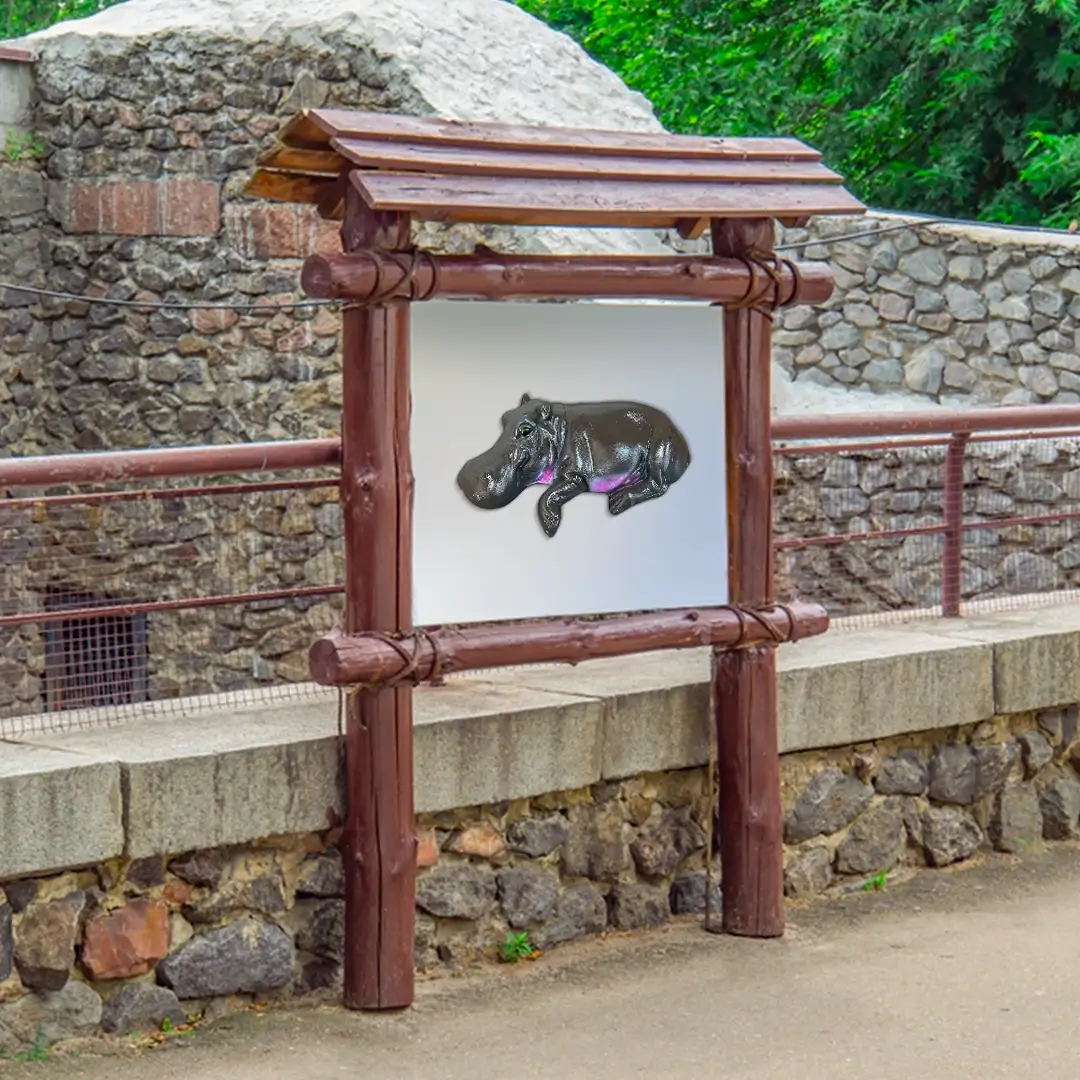 baby hippo wall sculpture hanging cast aluminum moo deng hippopotamus