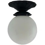 cast aluminum ceiling mount floral porch light with globe shade 3.25 inch fitter