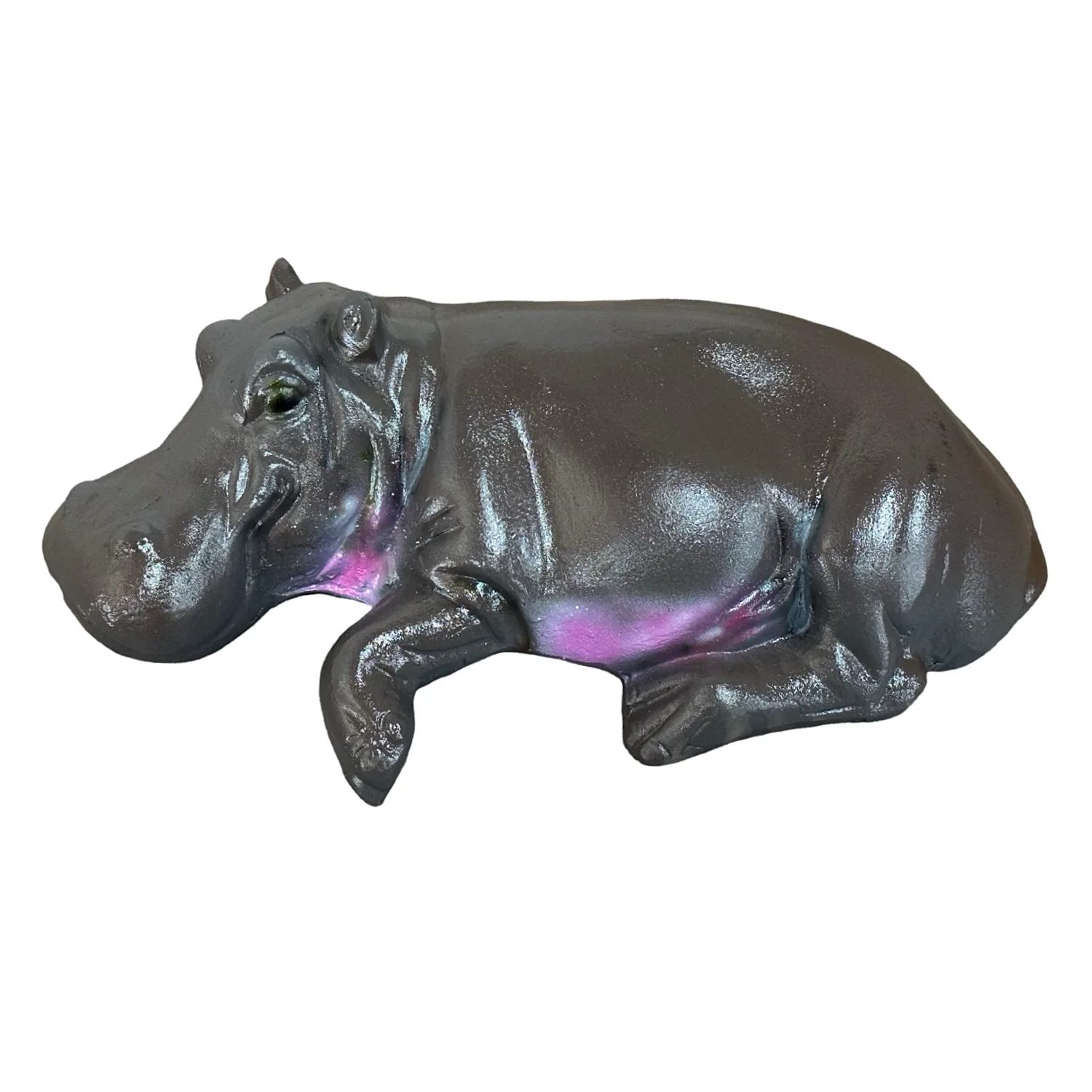 baby hippo wall sculpture hanging cast aluminum moo deng hippopotamus