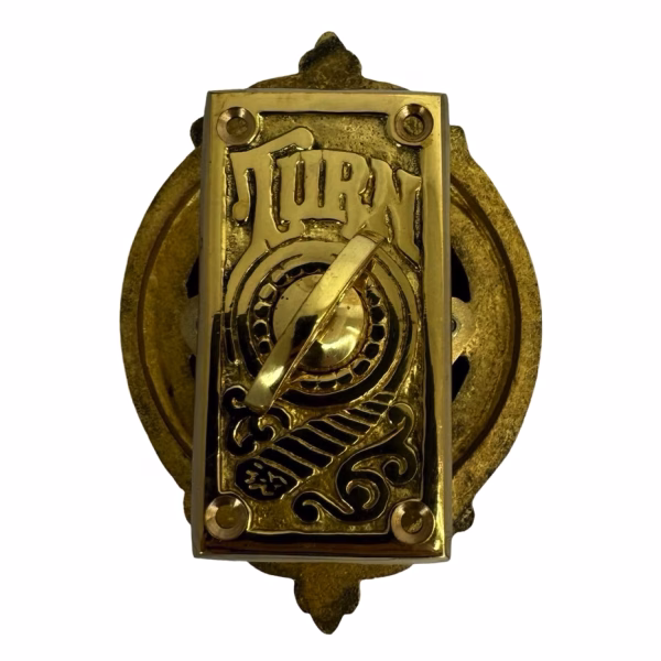 antique replica non electric solid brass hand crank twist doorbell