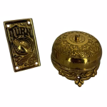 antique replica non electric solid brass hand crank twist doorbell