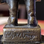 antique bronze statue richard w lang listed artist the night watchman