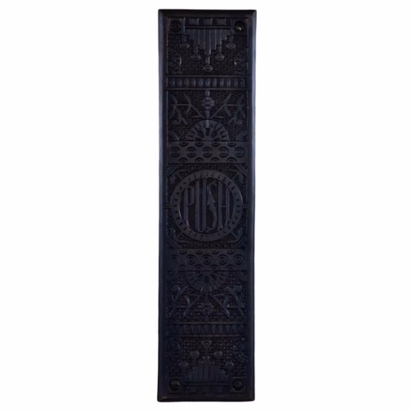 "the hartford" brass push plate with lettering 11 1/2 inches choose finish
